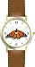 Orange - Monarch Butterfly - Butterfly Animal - WATCHBUDDY® DELUXE TWO-TONE THEME WATCH - Arabic Numbers - Brown Leather Strap-Size-Children's Size-Small ( Boy's Size & Girl's Size )