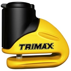 Trimax-T645S-Hardened-Metal-Disc-Lock-Yellow-5-5mm-Pin-Short-Throat-with-Pouch-Reminder-Cable