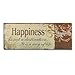 Adeco Decorative Wood Wall Hanging Sign Plaque, Happiness Burnt Orange Beige Home Decor - 14.9x5.9 Inches