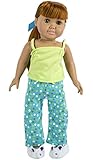 The Springfield Collection by Fibre-Craft Pajama Outfit, Green Top, Dot Pants, Slippers and Ribbon
