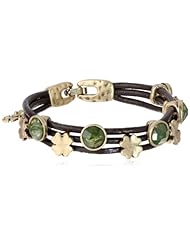 Lucky Brand Green Stone Woven Bracelet, 7.5"