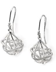 (X1000Diamond-FBA) 14K/585 White Gold Combination Finished 3 Dimensional Birds Nest French Wire Earrings