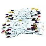 100 Light, White Wire, Multi-Color Icicle Light Christmas Holiday Light Bulb Set by 