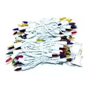 100 Light, White Wire, Multi-Color Icicle Light Christmas Holiday Light Bulb Set by 