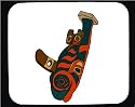 Decorated Mouse Pad with carving, totem, hand-painted, fish, pole, inuit