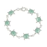 Sterling Silver Turquoise Enamel Turtle Bracelet
