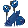 Blue Hi Fi In Ear Earphones With Wire Reel In Line Volume Control Adjustable Slider