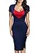 Miusol Women's Sexy Low-Cut Contrast Vintage Cap Sleeve Slim Midi Dress