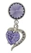 Non-Piercing Belly Button Ring Surgical Steel w/ Swarovski CZ Crystal Set - Heart Dangle - Tanzanite