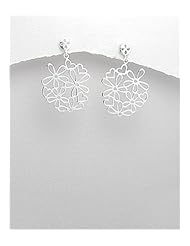 Flower Earrings In 92.5 Sterling Silver