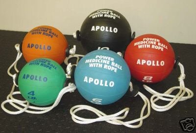 power rope medicine ball set: 4, 6, 8, 9, 10lb w/vcd