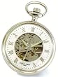 Pocket Watch - Chrome Plated Open Face & Back, Roman Numerals Pocket Watch