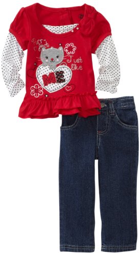 Young Hearts Baby-girls Infant 2 Piece Purrfect Just Like Me Pant Set