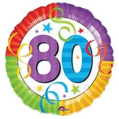Folienballon Zahl 80 Geburtstag rot lila gelb apfelgr�n 45 cm