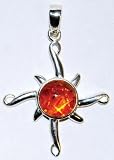 Wheel of the Year Amber Pentagram Pendant