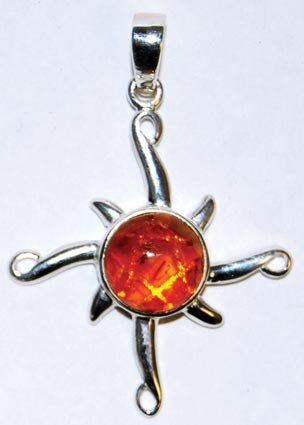 Wheel of the Year Amber Pentagram Pendant