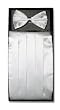 SILK Cumberbund & BowTie SILVER GRAY Grey Men's Cummerbund Bow Tie Set