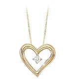 14K Yellow/White Gold 0.05 ct. Diamond Heart Pendant with Chain