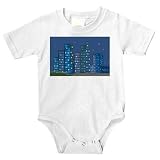 Onesie with Michigan, Detroit, cityscape, lights, building, view, skyscrapers, downtown, night