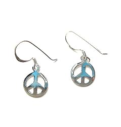 Peace Sign Sterling Silver French Hook Mini Earrings