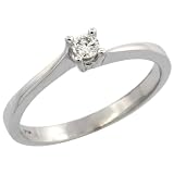 10k White Gold (3mm Stone) Solitaire Engagement Diamond Ring w/ 0.10 Carat Brilliant Cut Diamond (Color:G-H; Clarity:SI1-VS1), 3/32 in. (2mm) wide