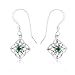 Emerald & Sterling Silver Celtic Knot Diamond-Shaped Drop Earrings