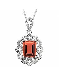 14K White Gold Emerald Cut Madeira Citrine and Diamond Pendant -- LIFETIME WARRANTY