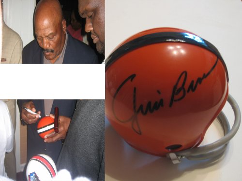 JIM BROWN,CLEVELAND BROWNS,SYRACUSE,ORANGEMEN,HALL OF FAME,HOF,SIGNED,AUTOGRAPHED,MINI HELMET WITH COA,PROOF PHOTO
