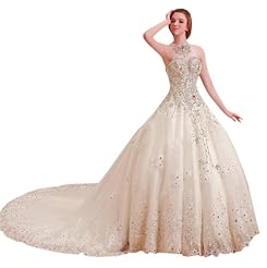 Empire   Waistline Lace Crystal Crystals Beaded Applique Chiffon/Taffeta/Tulle Wedding Dress 