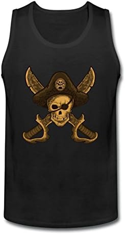 OnerUp Men's Skulls Pirates Hat Fantasy Tank Top Black L