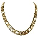 Mens 24k Gold Layered GL Figaro 20mm Link Chain Necklace - Lifetime Warranty 20"