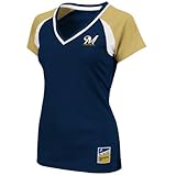 Milwaukee Brewers Women's The Emerald Navy V-Neck Fashion Top