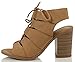 Soda Women's Quince Faux Leather Peep Toe Lace Up Gladiator Slingback Open Back Ankle Boot
