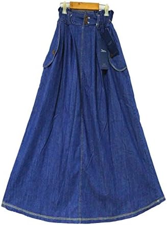 Wonmen's Elastic Waist Jeans skirt A-line Mid Length Causal Vintage Slim Denim Skirt (Tibet Blue)