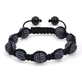 Fathers Day Gifts Bling Jewelry Unisex Denim Blue Swarovski Crystal Bead Shamballa Bracelet 12mm