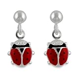 Sterling Silver Lady Bug Kids Dangling Earring