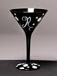 Personalitini - Monogram Black Polka Dot Martini Glass - R Personalitini - Monogram Black Polka Dot Martini Glass - R