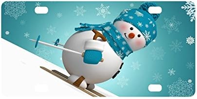 Merry Christmas Cute Snowman Strong And Durable Aluminum Car Metal License Plate Frame for Women/Men Four Holes Tag 12" X 6"