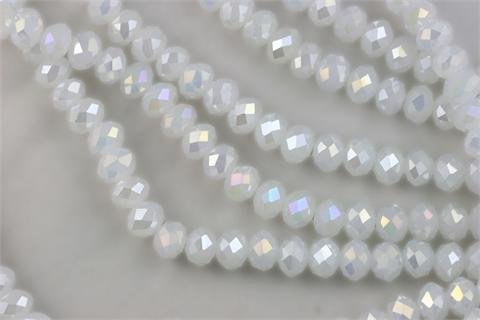 Chinese Crystal Glass Beads Faceted Rondelle 8mm Moonstone Agate AB [18 inch strand] (3636)
