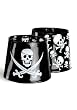 Reversible Skull And Crossed Swords/Multiple Skull And Crossbones Black Patent Boot Cuffs (Standard-1)