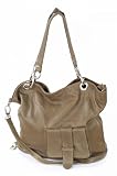 Sac italien en cuir XL - sac &agrave; bandouli&egrave;re taupe marron