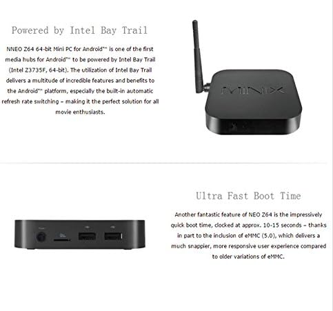 Minix Z64 Android 4.4 Smart TV Box Z3735F CPU 64 Bit 2GB Ram 32GB eMMc Rom Bluetooth 4.0 Full HD Streaming Media Player+GP800 Touchpad Wireless Keyboard&Mouse+P PLATER USB&Micro USB Mini Air Fan