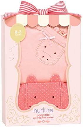 Baby Dumpling Little Fair Side Snap Tee and Pant Gift Set, Pony Ride, 0-3 Months