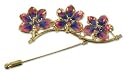 Natural orchid gold-plated stickpin, 'Three Sisters' 3" W 2" L