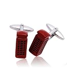 Red Phone Booth Figure Silver Cufflinks