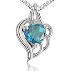 Fine Blue Topaz Heart shape Pendant with Silver finished Chains