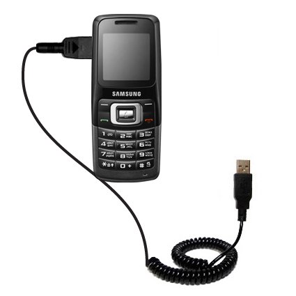 Coiled USB Cable for the Samsung SGH-B130 with Power Hot Sync and Charge capabilities - uses Gomadic TipExchange Technology