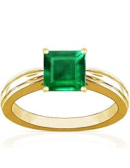14K Yellow Gold Princess Cut Emerald Solitaire Ring (GIA Certificate)