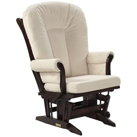 Dutailier Ultramotion Cherry Sleigh Multiposition and Recliner Glider Rocker, Cream by Dutailier