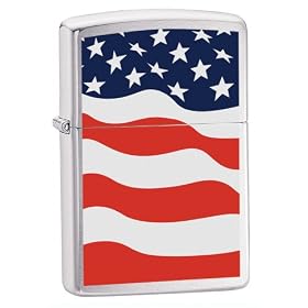 Zippo American Flag Brushed Chrome Pocket Lighter